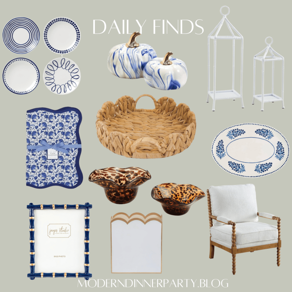 Blue & White Fall Tablescape
